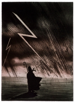 Bishop Blessing a Lightning - 6" x 9" - Etching/Aquatint