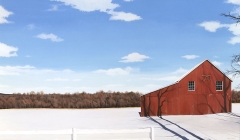 Barn in the Snow - 38" x 24" - Acrylic on canvas -  Sold