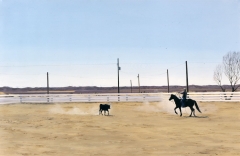 Roping Practise in Wyoming - 41" x 28" - Acrylic on canvas
