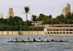 Rowing on the Nile - 10" x 7.5" - Acrylic on canvas - Sold