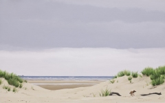 Dog on the beach - 23"X 14" - Acrylic on canvas - Sold