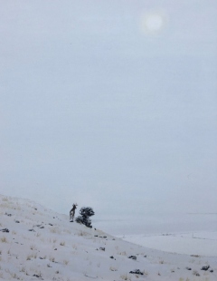 Lone Buck In The Snow - 14,5 x 16" - Acrylic/canvas